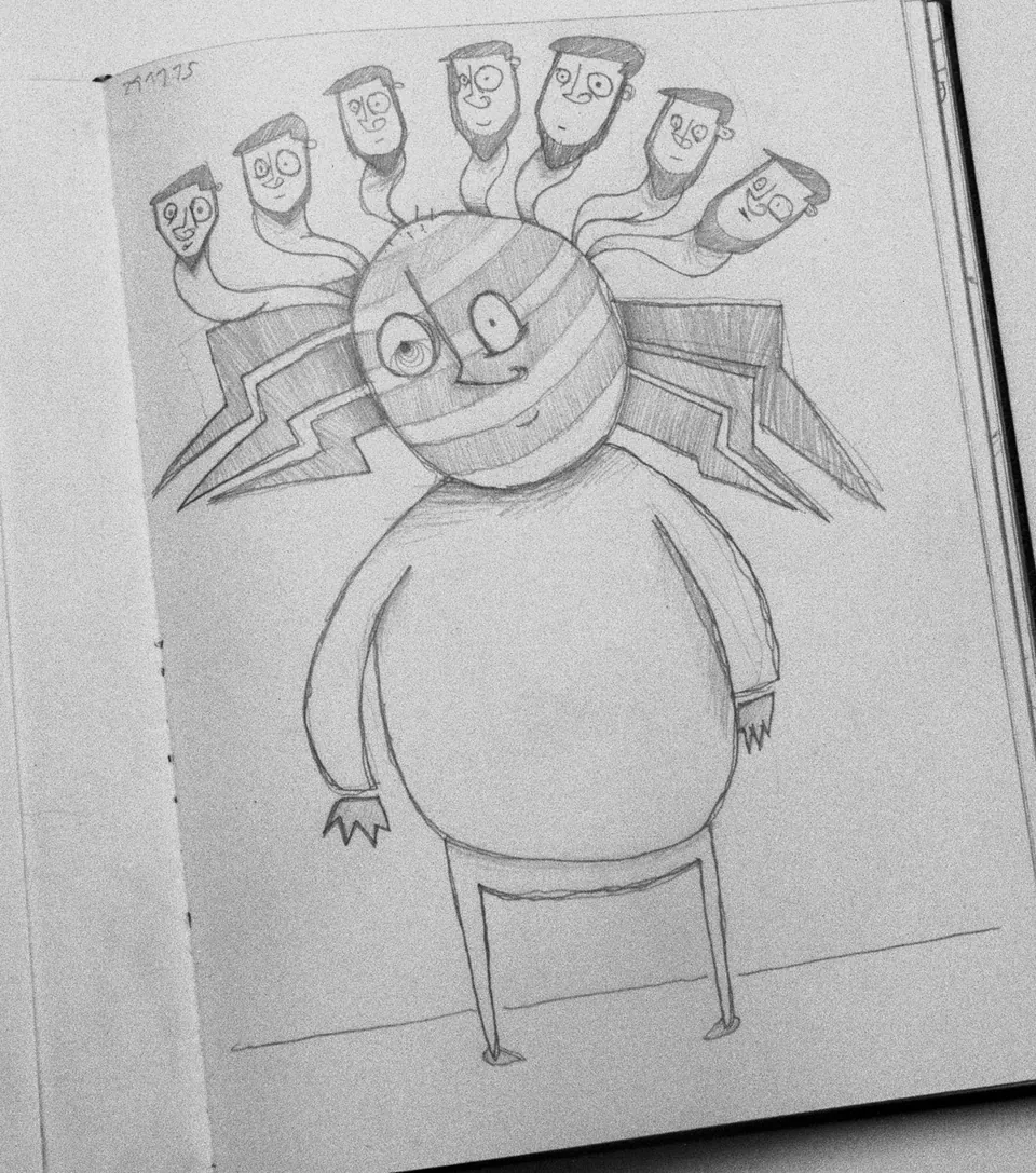 illustration der kopf voll